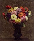 Henri Fantin-latour Famous Paintings - Dahlias